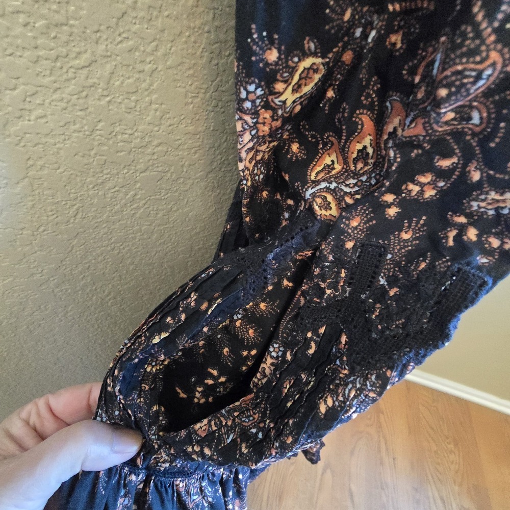 Ulla Johnson Jacqueline 8 Black Floral Pleated Cocktail Evening Midi Dress - Picture 9 of 14
